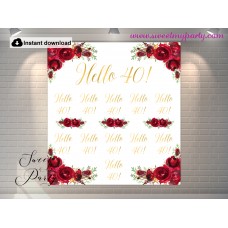 Red Roses 40th Birthday Photo Backdrop,(16) Red Roses 40th Birthday Photo Backdrop,(16)